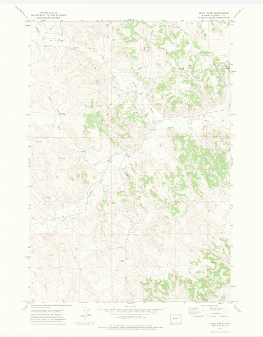 Classic USGS Pitch Draw Wyoming 7.5'x7.5' Topo Map Image