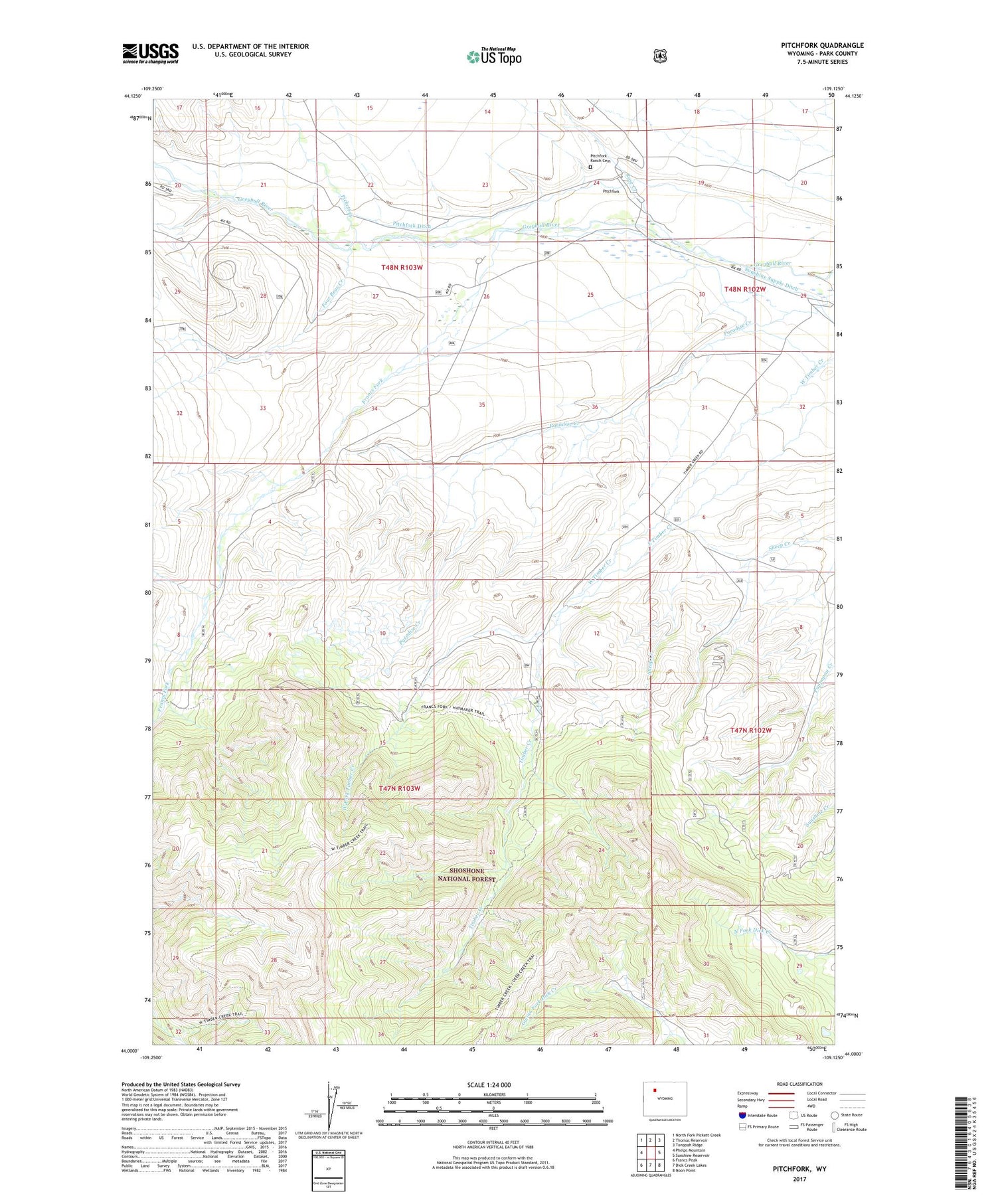 Pitchfork Wyoming US Topo Map Image