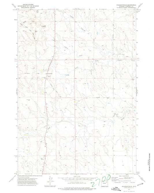 Classic USGS Pleasantdale Wyoming 7.5'x7.5' Topo Map Image