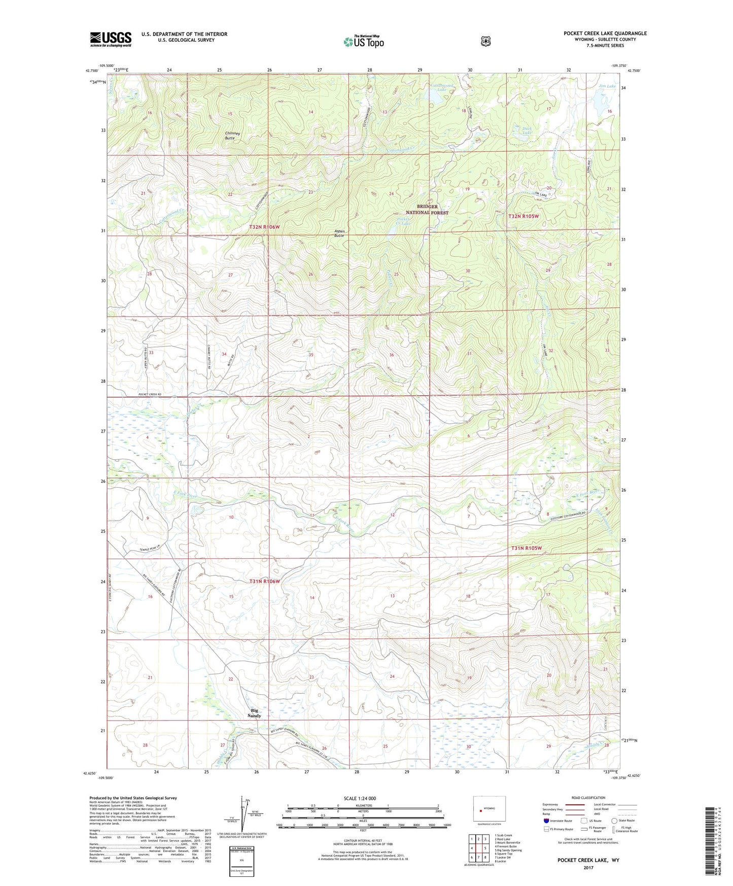 Pocket Creek Lake Wyoming US Topo Map Image