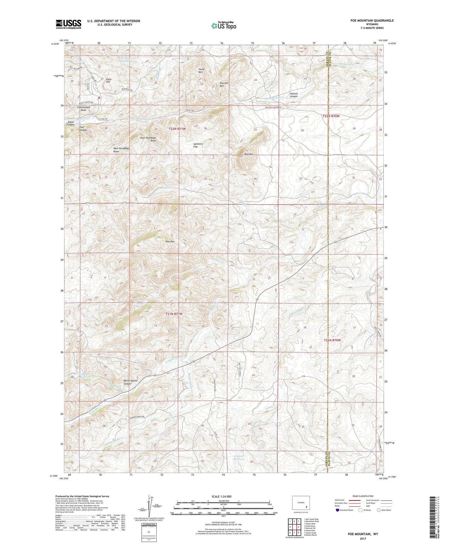 Poe Mountain Wyoming US Topo Map Image