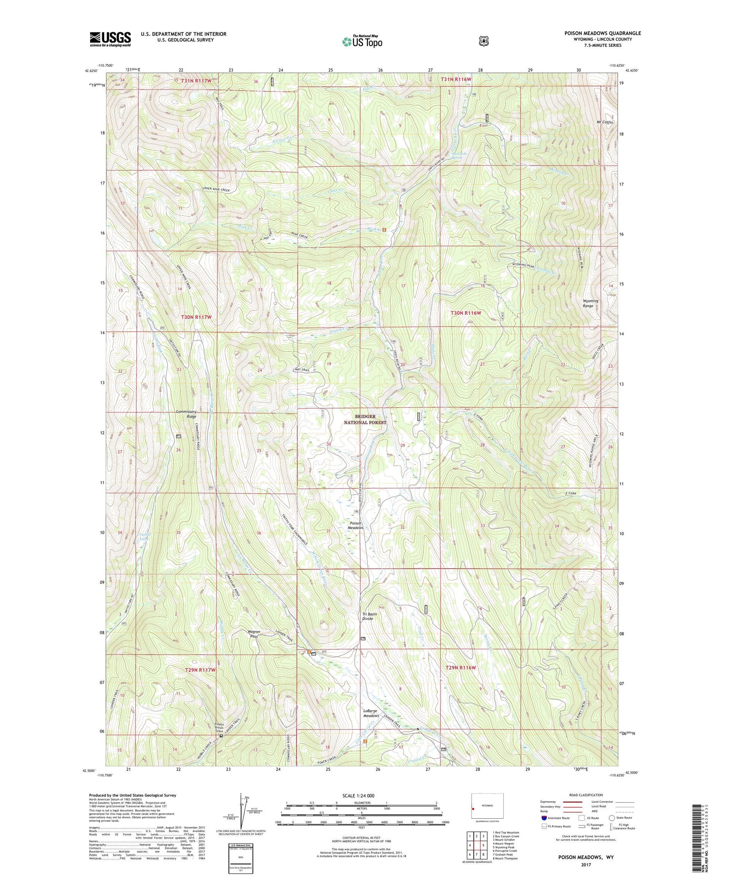 Poison Meadows Wyoming US Topo Map Image