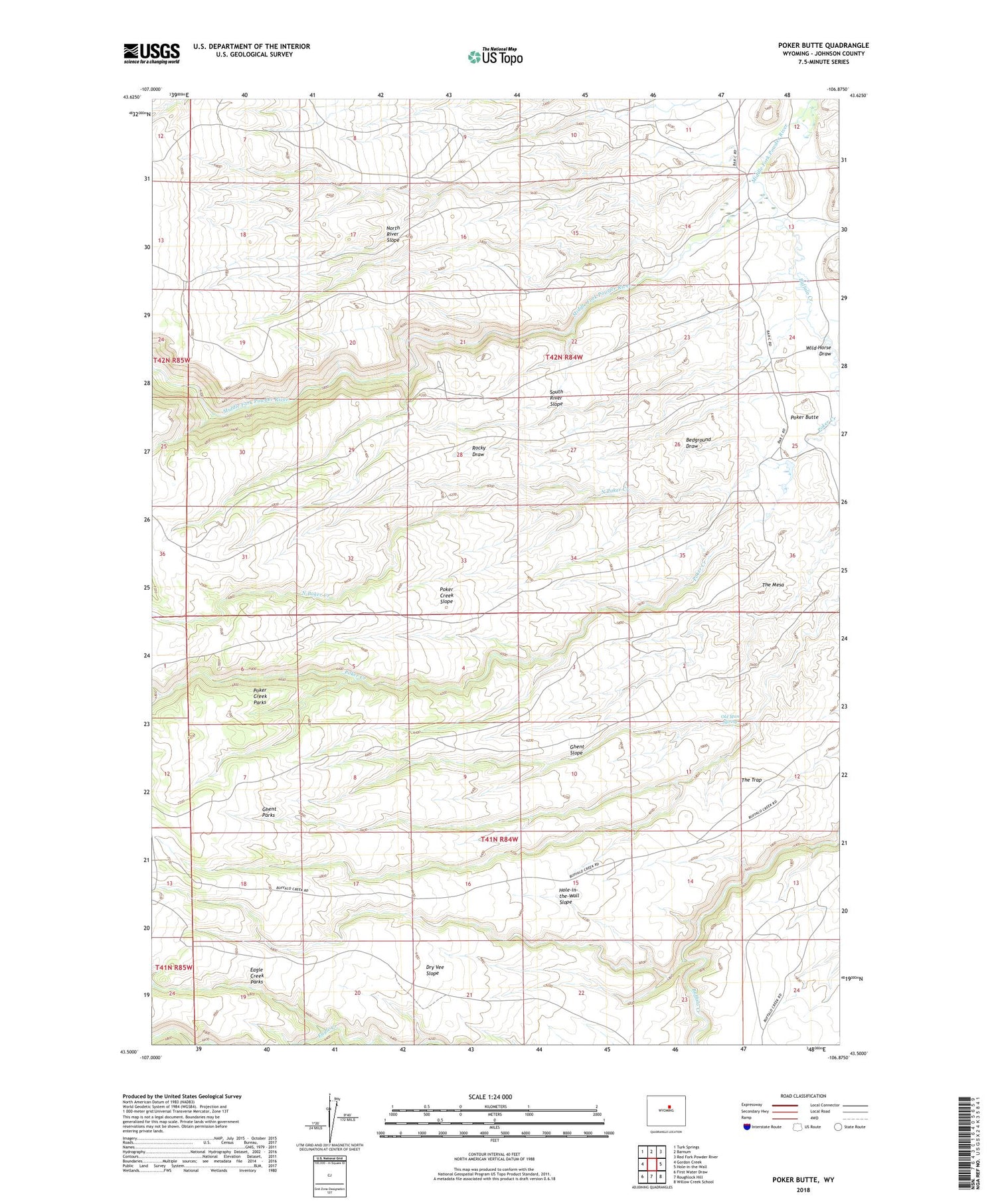 Poker Butte Wyoming US Topo Map Image