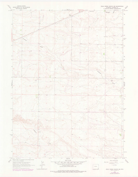 Classic USGS Pole Creek Ranch SE Wyoming 7.5'x7.5' Topo Map Image