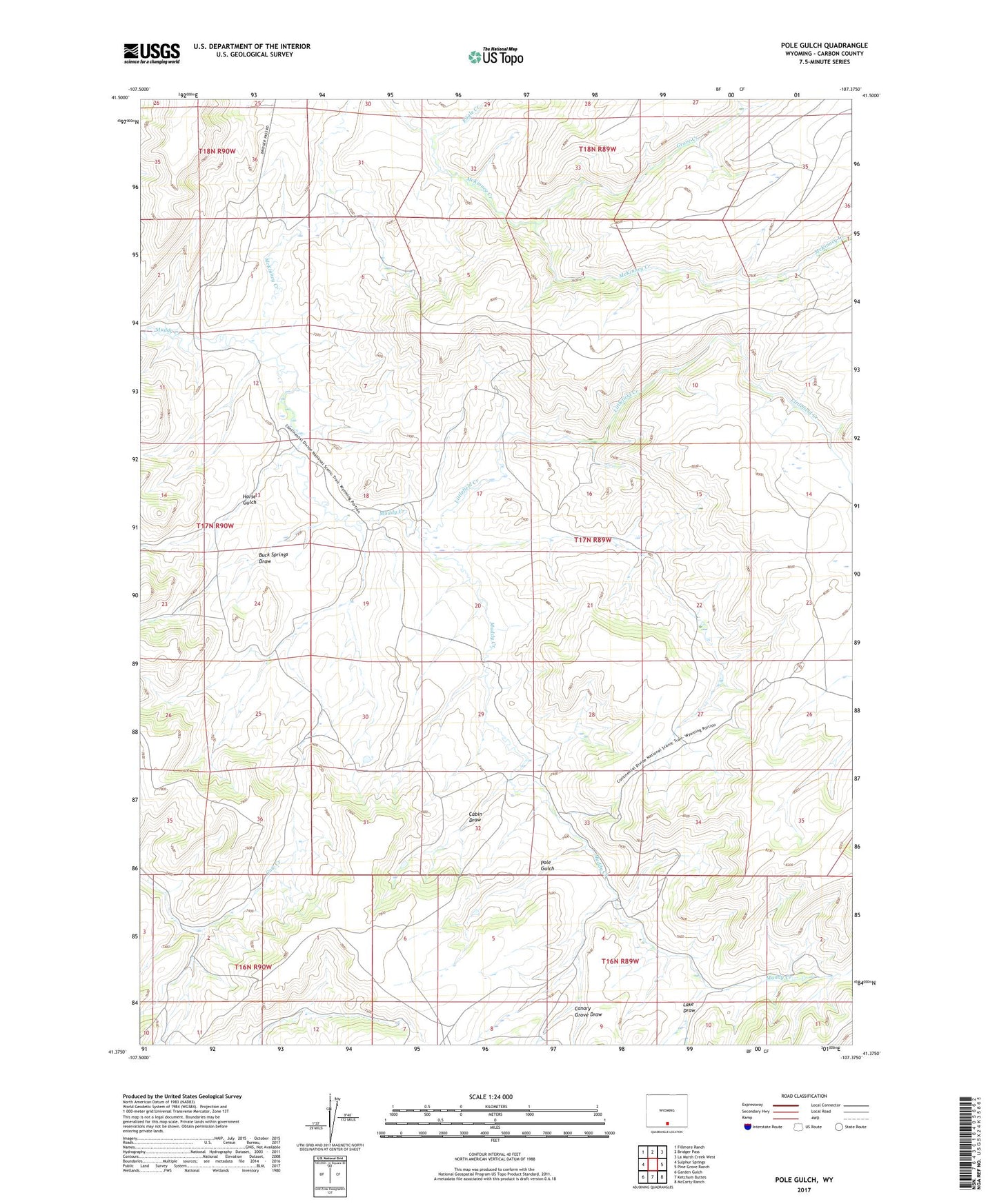 Pole Gulch Wyoming US Topo Map Image