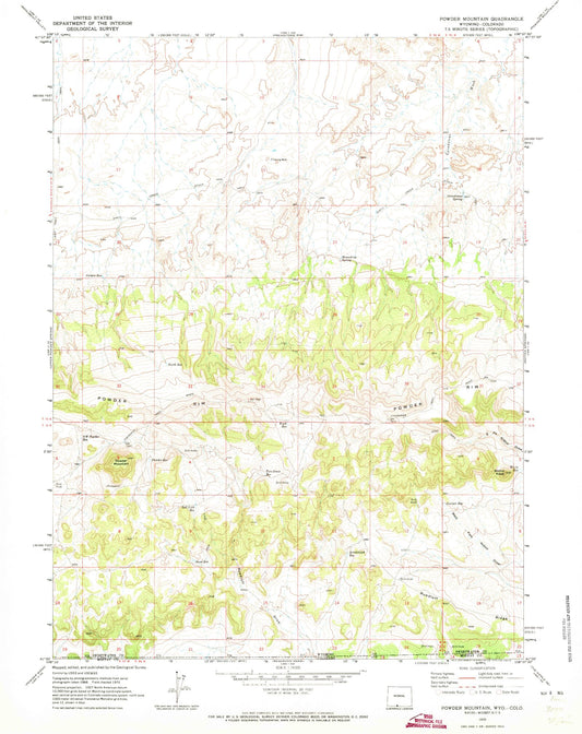 Classic USGS Powder Mountain Wyoming 7.5'x7.5' Topo Map Image