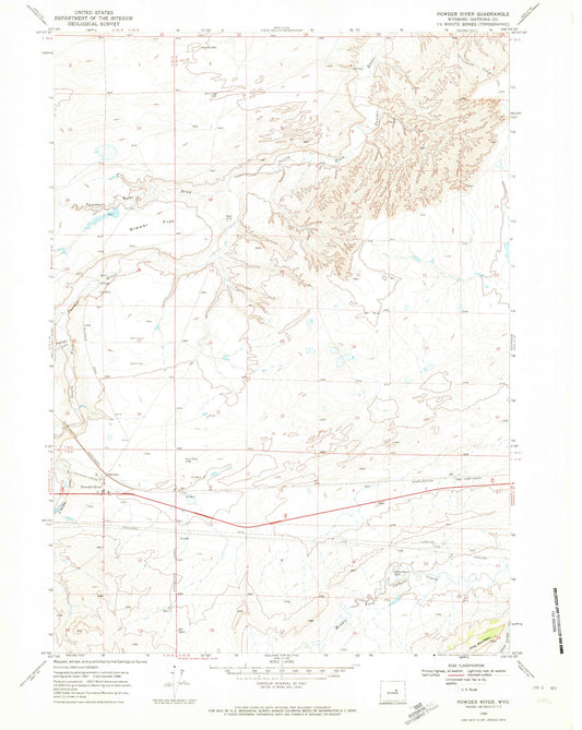 Classic USGS Powder River Wyoming 7.5'x7.5' Topo Map Image