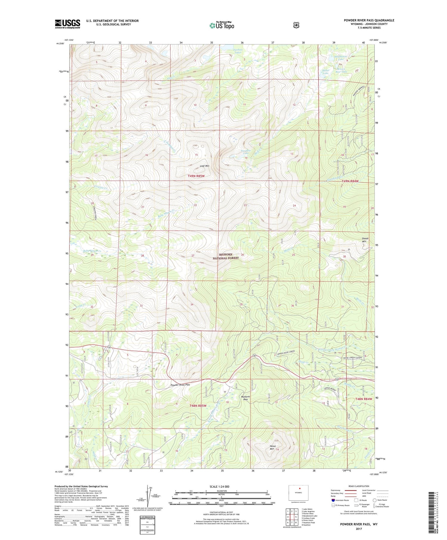 Powder River Pass Wyoming US Topo Map Image