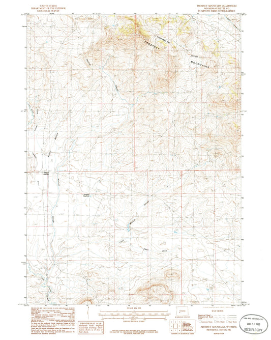Classic USGS Prospect Mountains Wyoming 7.5'x7.5' Topo Map Image