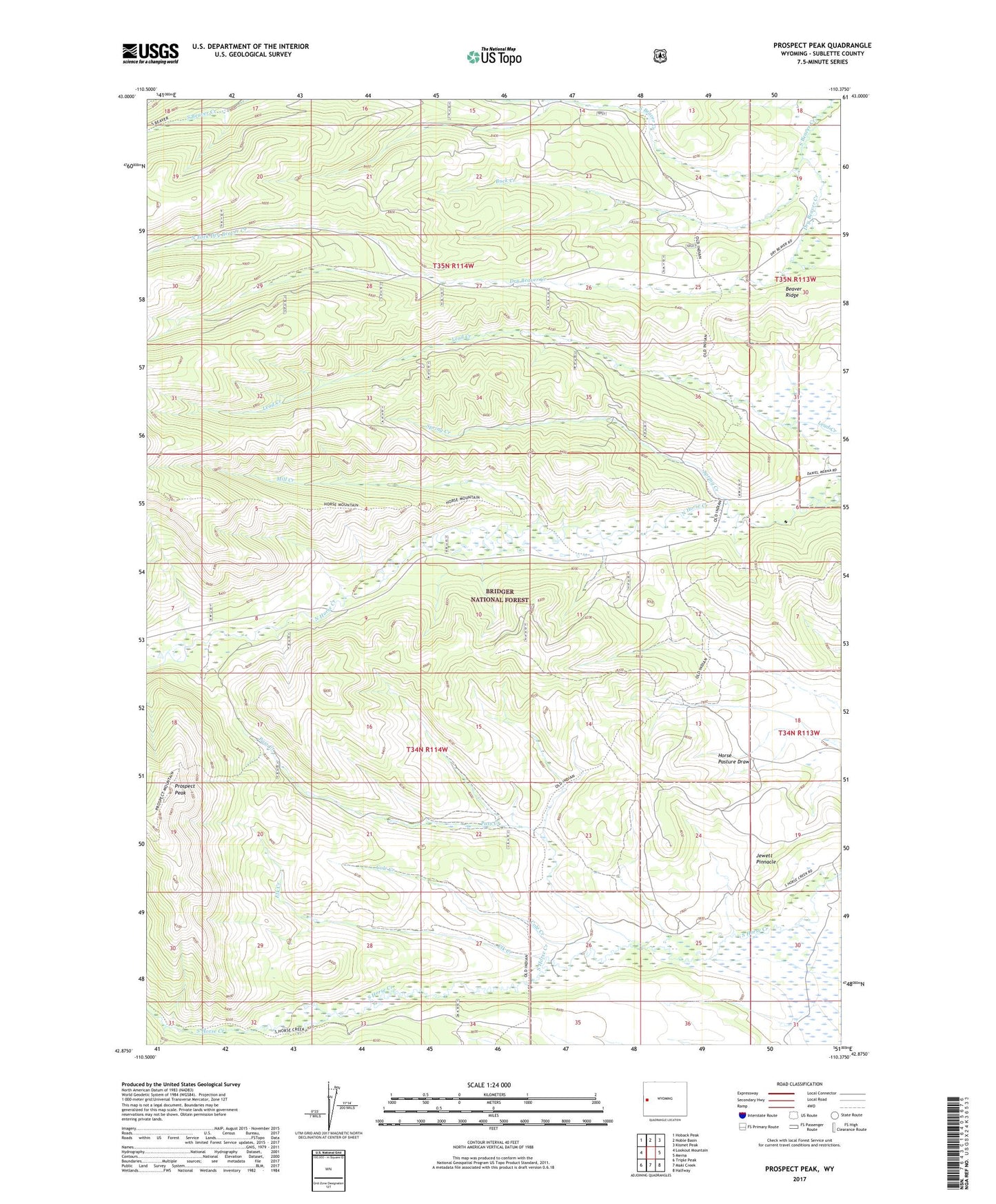 Prospect Peak Wyoming US Topo Map Image