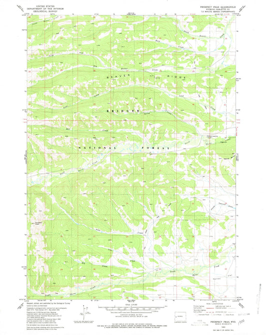 Classic USGS Prospect Peak Wyoming 7.5'x7.5' Topo Map Image