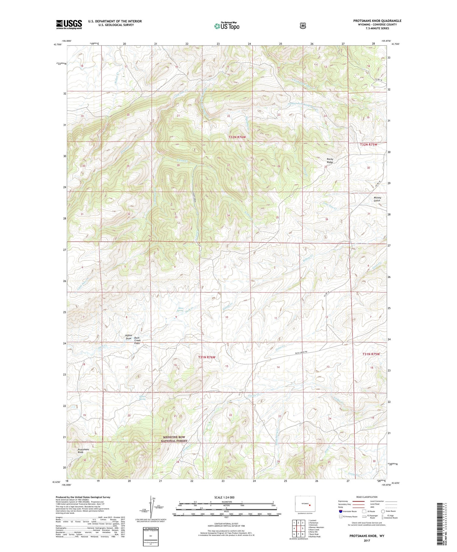 Protsmans Knob Wyoming US Topo Map Image