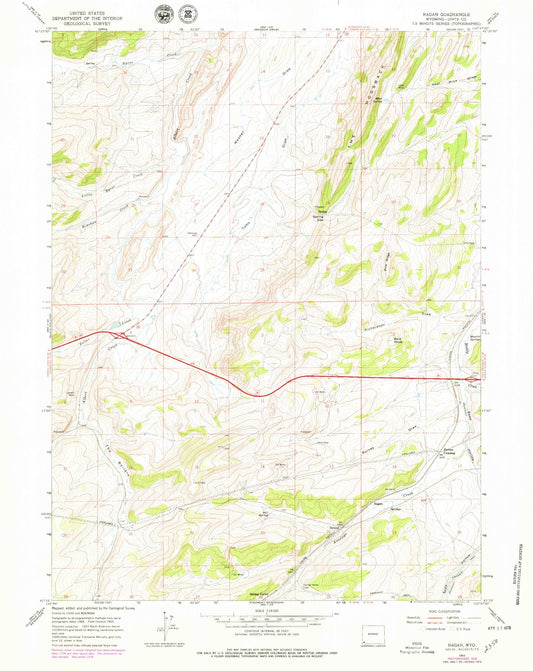 Classic USGS Ragan Wyoming 7.5'x7.5' Topo Map Image