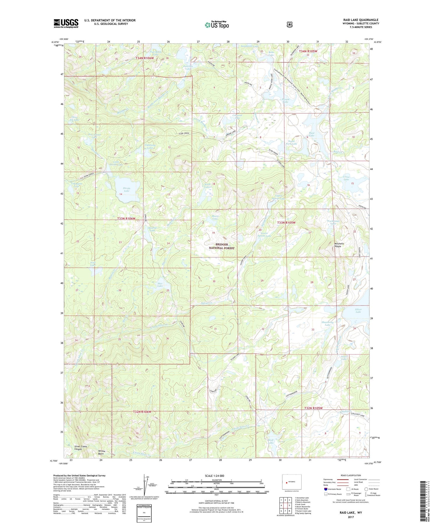 Raid Lake Wyoming US Topo Map Image