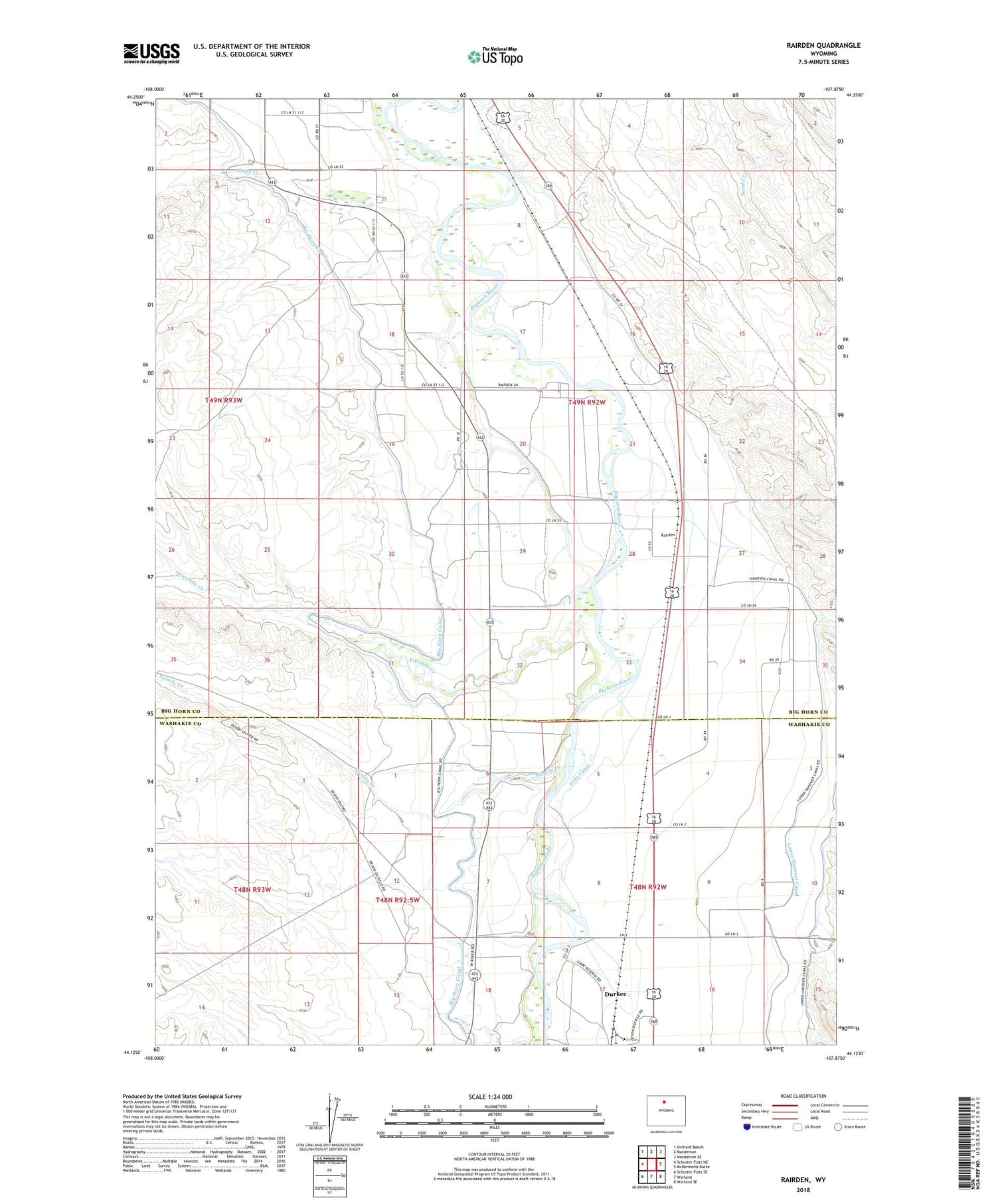 Rairden Wyoming US Topo Map Image