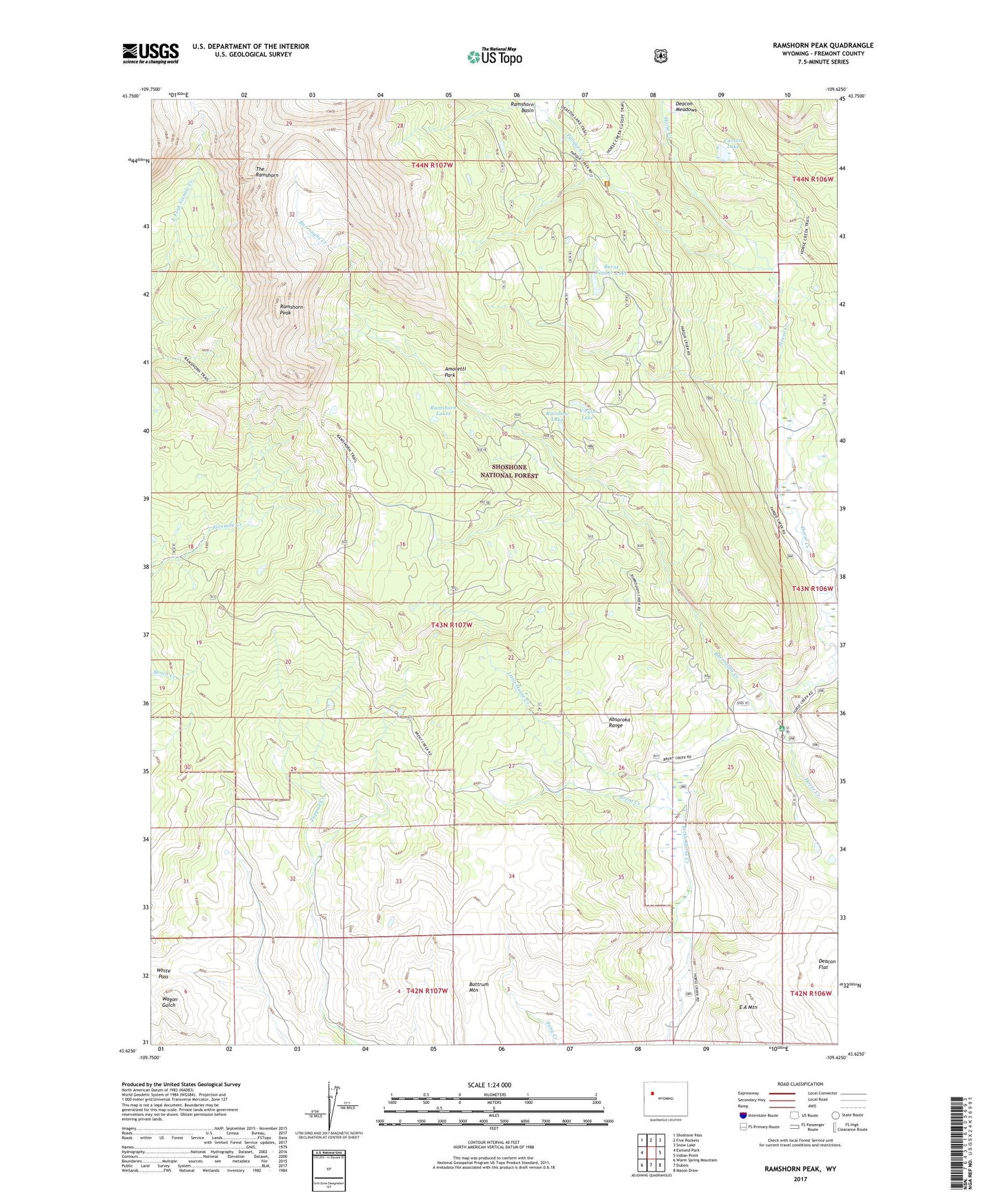 Ramshorn Peak Wyoming US Topo Map Image