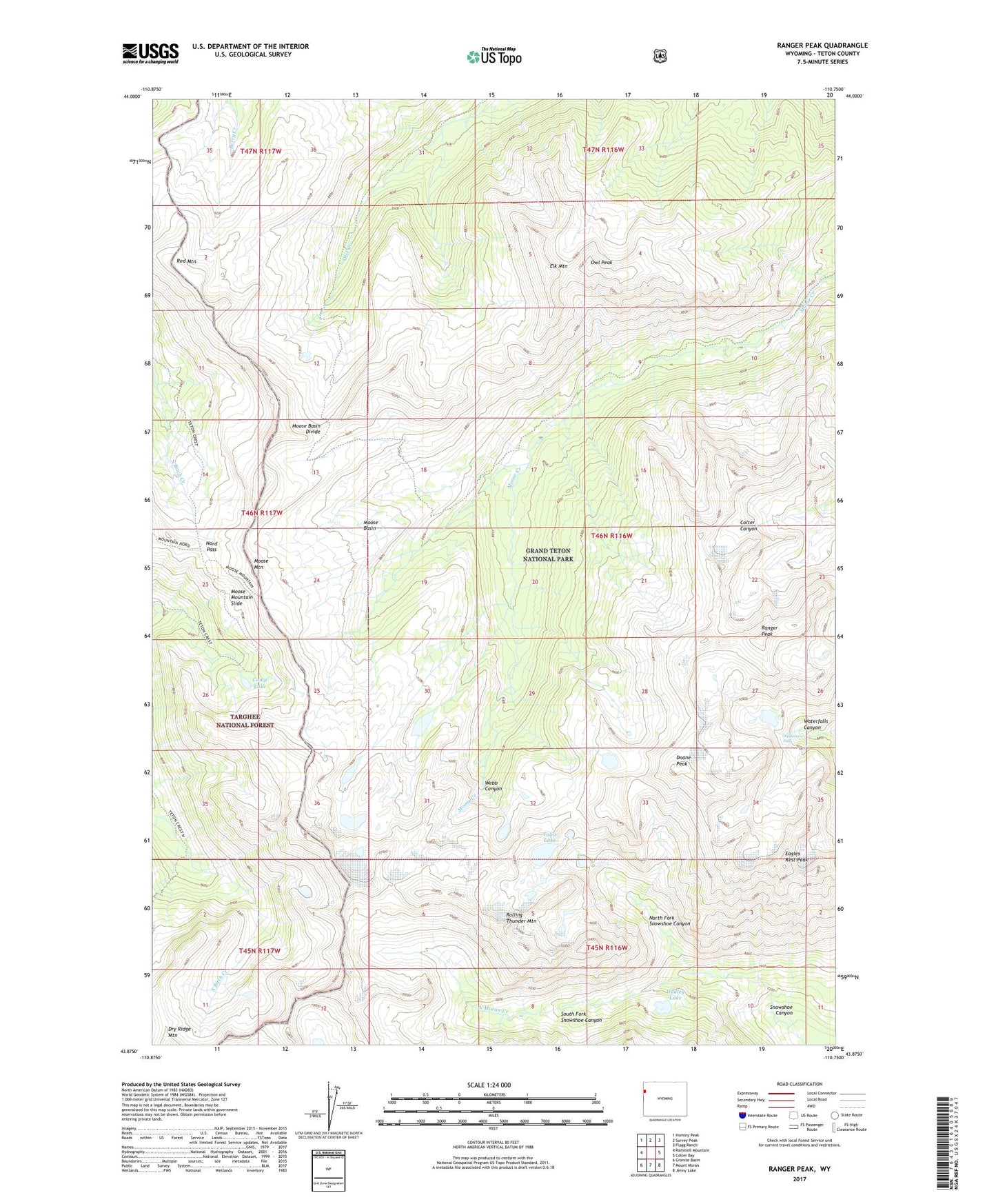 Ranger Peak Wyoming US Topo Map Image