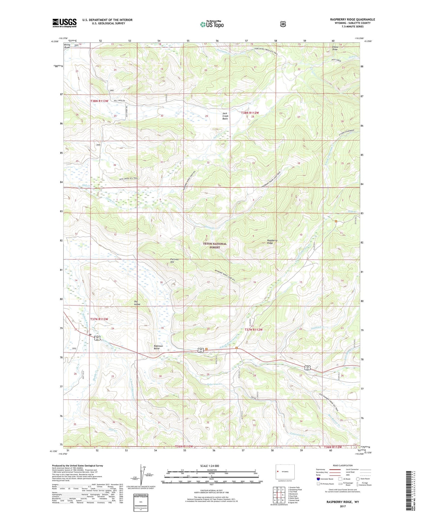 Raspberry Ridge Wyoming US Topo Map Image