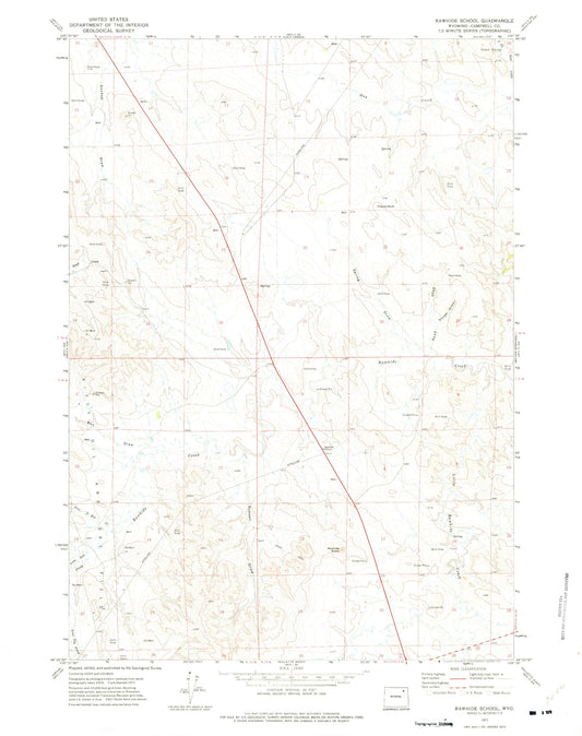 Classic USGS Rawhide School Wyoming 7.5'x7.5' Topo Map Image