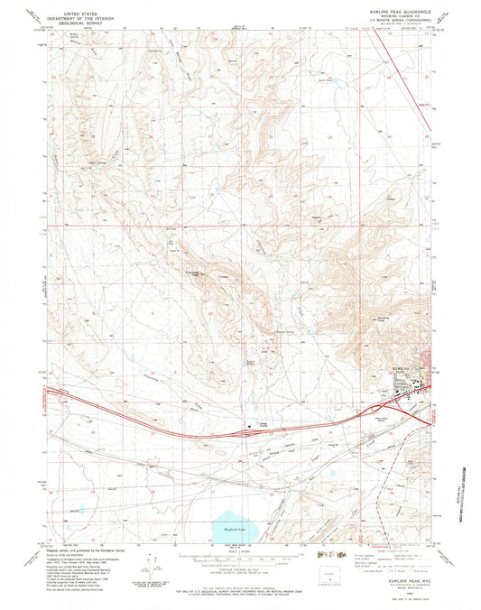 Classic USGS Rawlins Peak Wyoming 7.5'x7.5' Topo Map Image