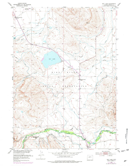 Classic USGS Ray Lake Wyoming 7.5'x7.5' Topo Map Image
