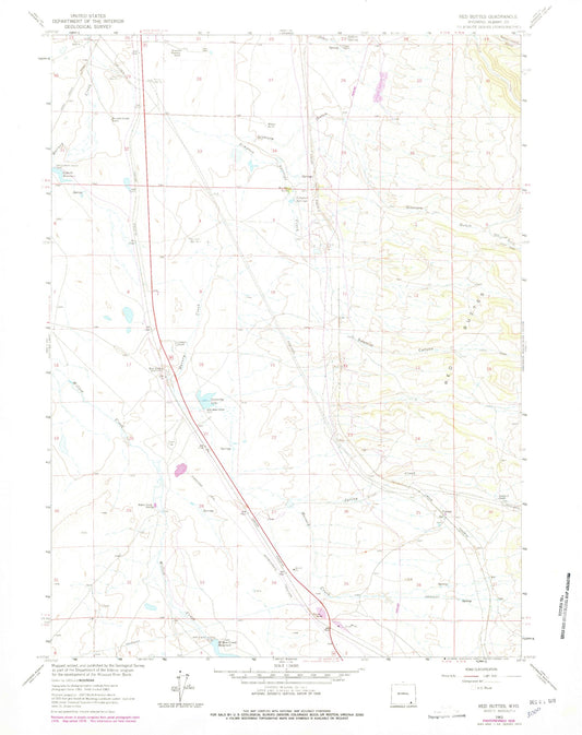 Classic USGS Red Buttes Wyoming 7.5'x7.5' Topo Map Image