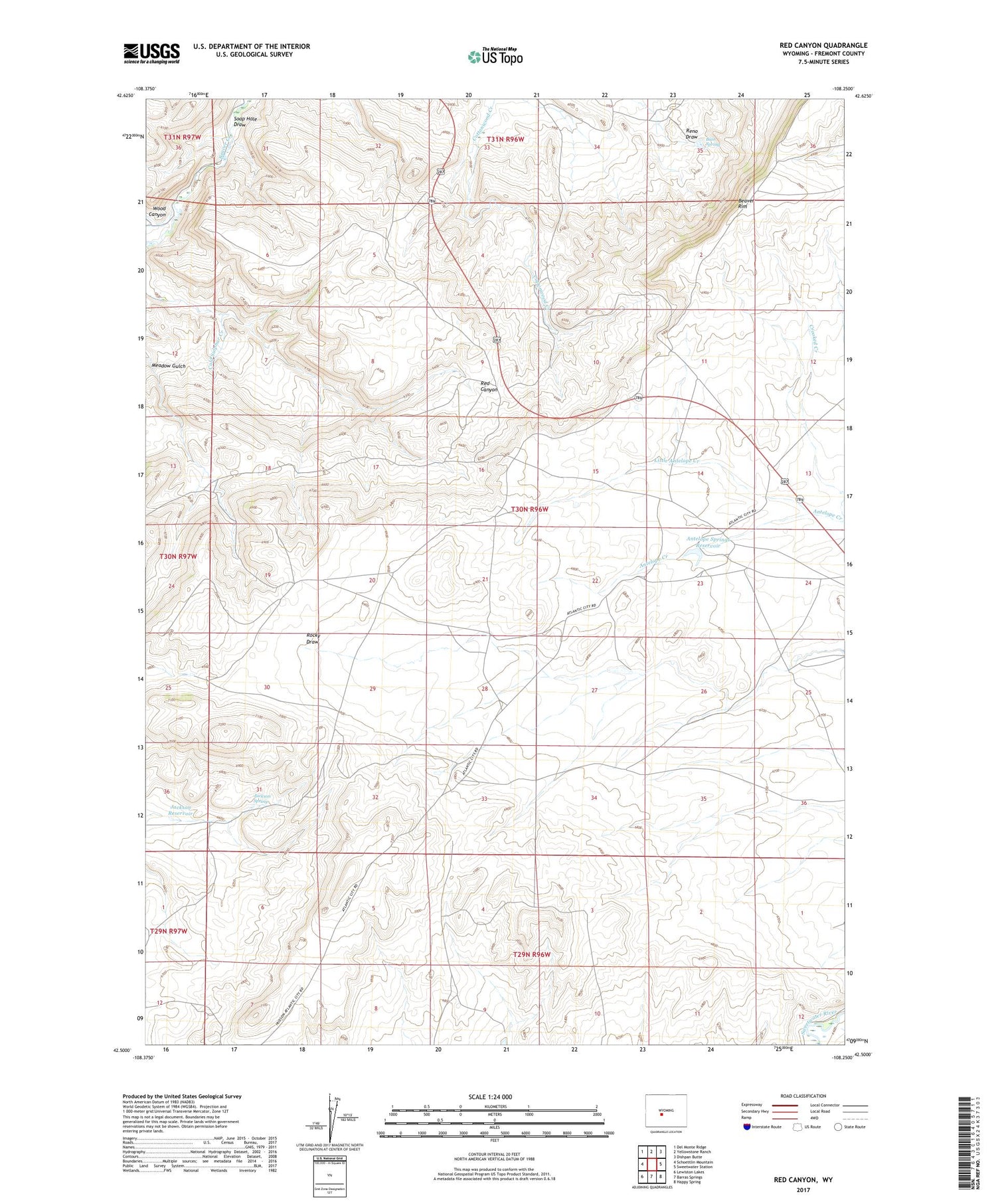 Red Canyon Wyoming US Topo Map Image