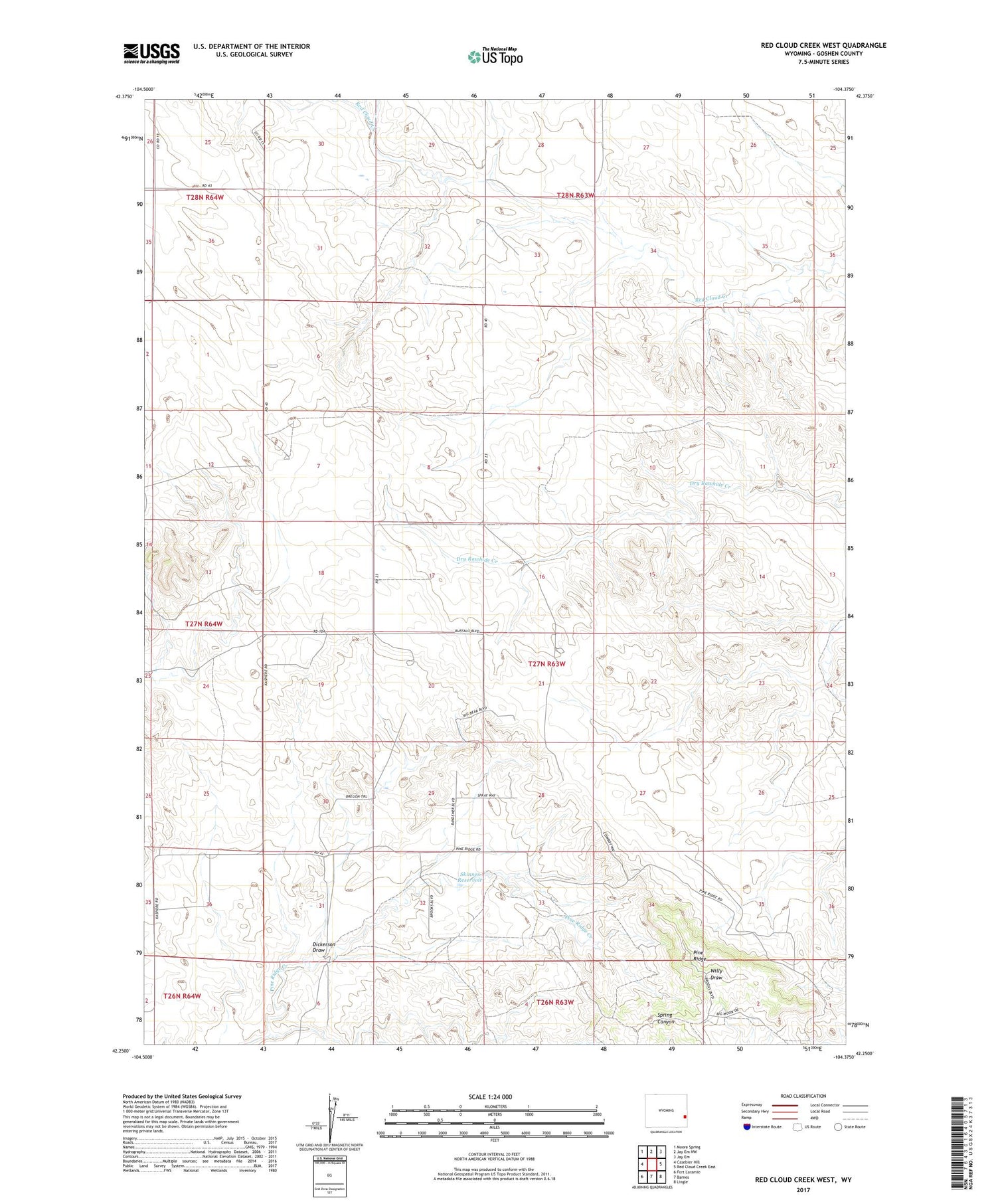 Red Cloud Creek West Wyoming US Topo Map Image