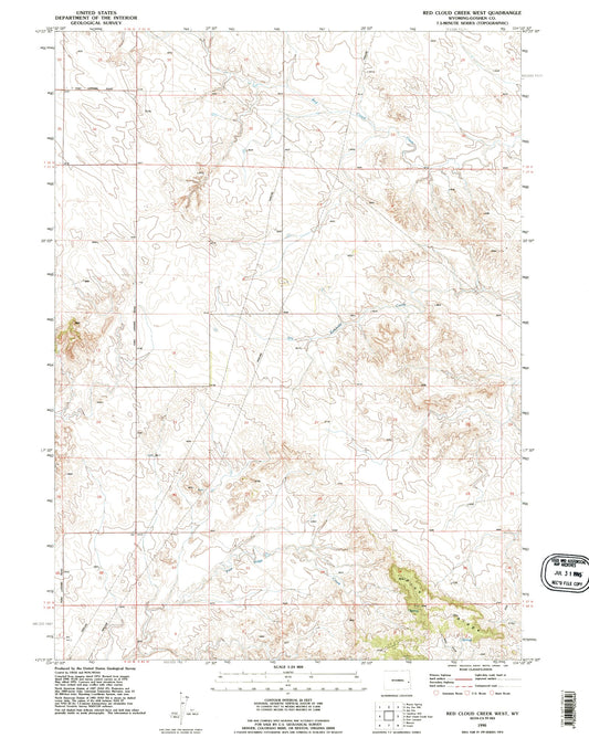 Classic USGS Red Cloud Creek West Wyoming 7.5'x7.5' Topo Map Image