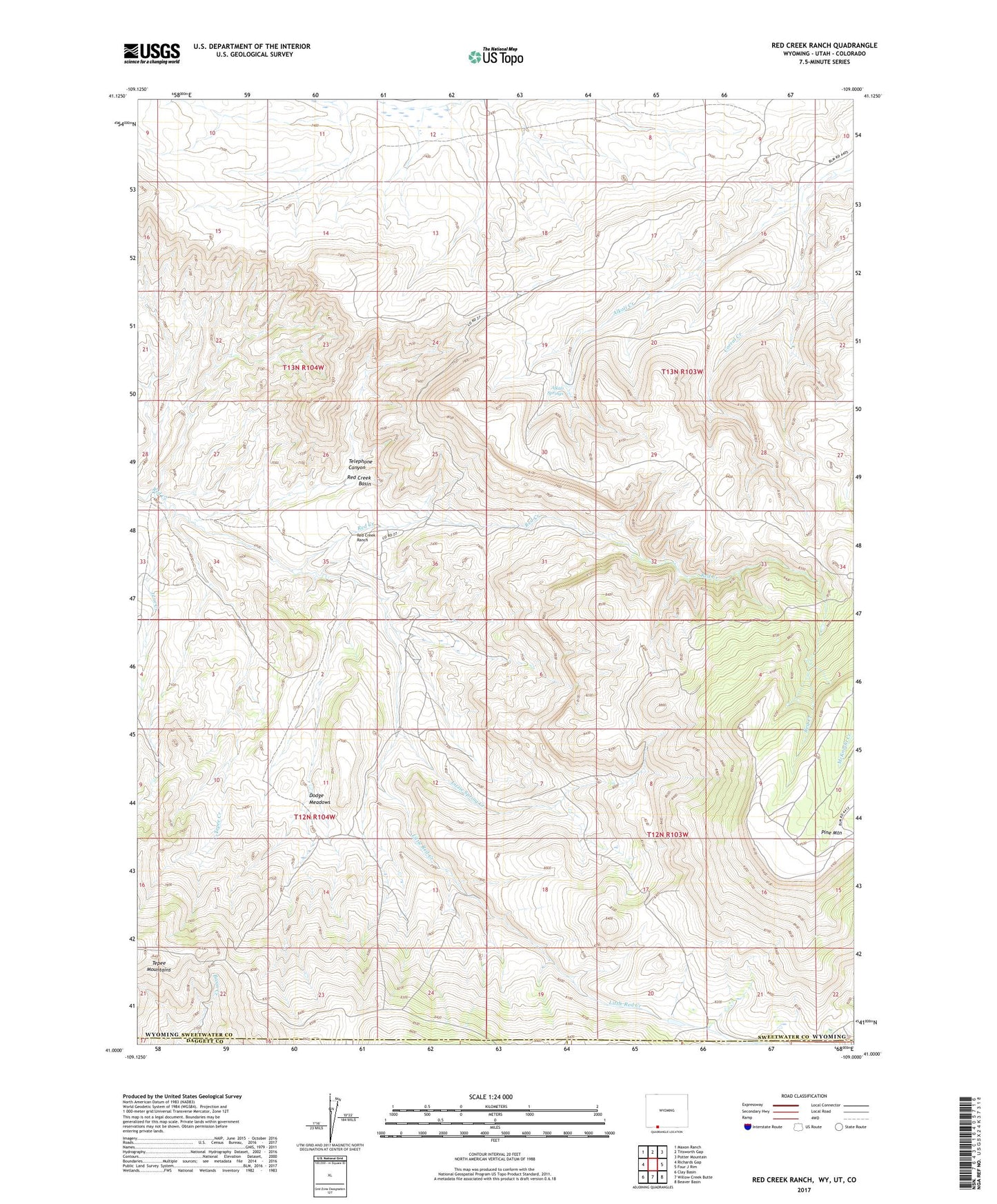 Red Creek Ranch Wyoming US Topo Map Image