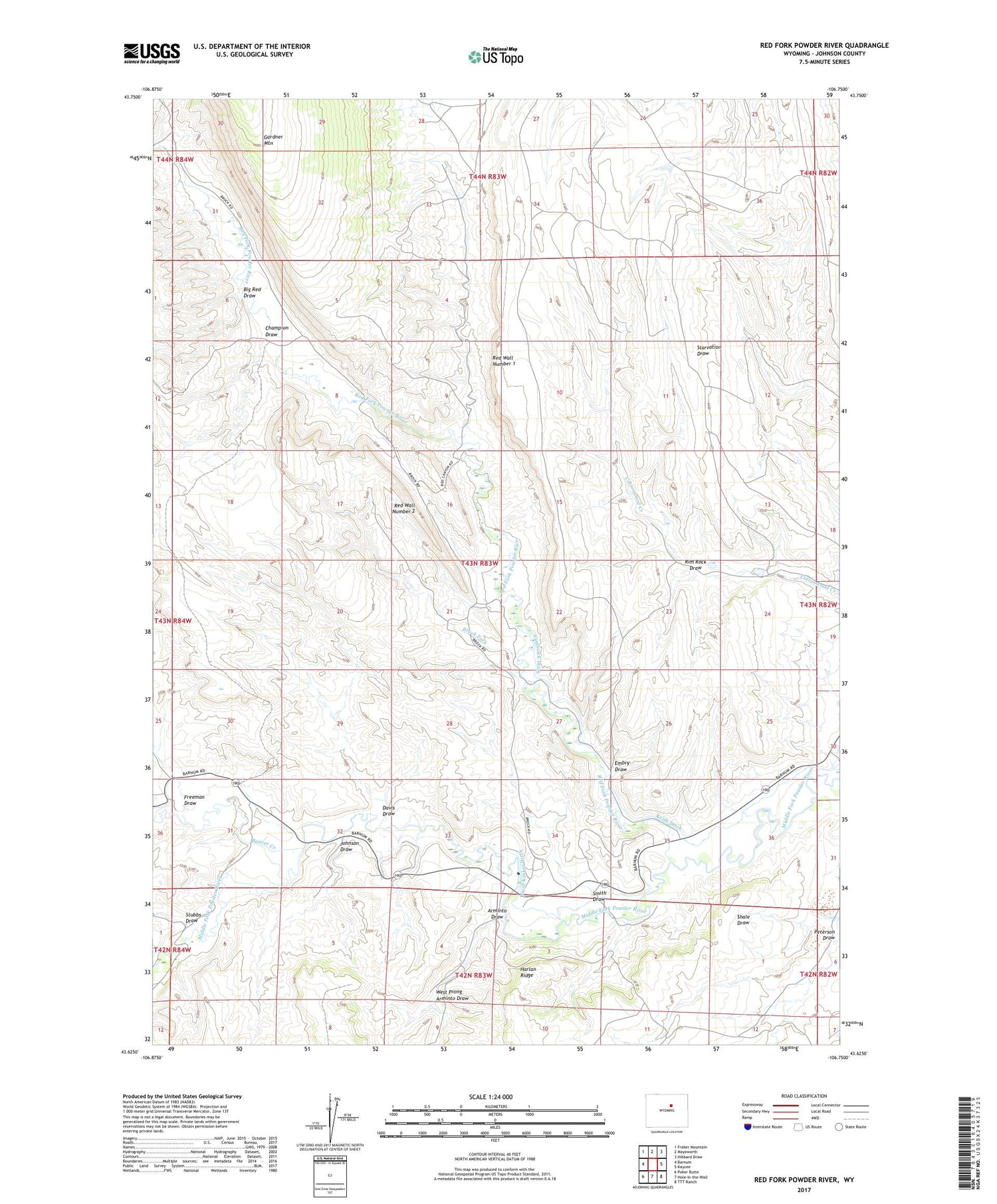 Red Fork Powder River Wyoming US Topo Map Image