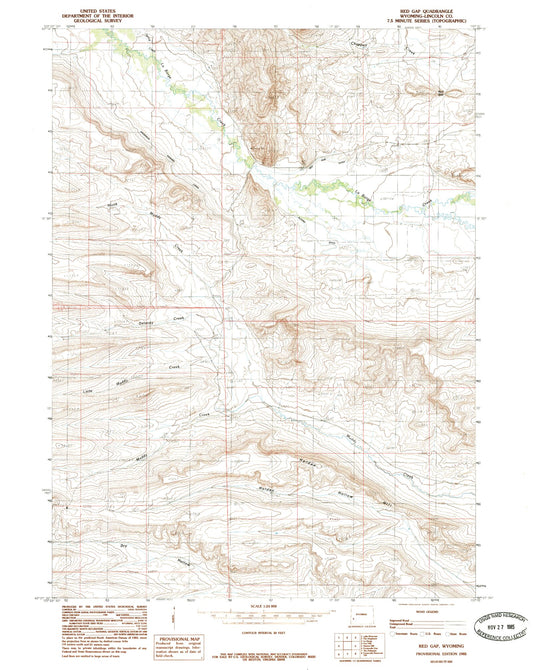 Classic USGS Red Gap Wyoming 7.5'x7.5' Topo Map Image