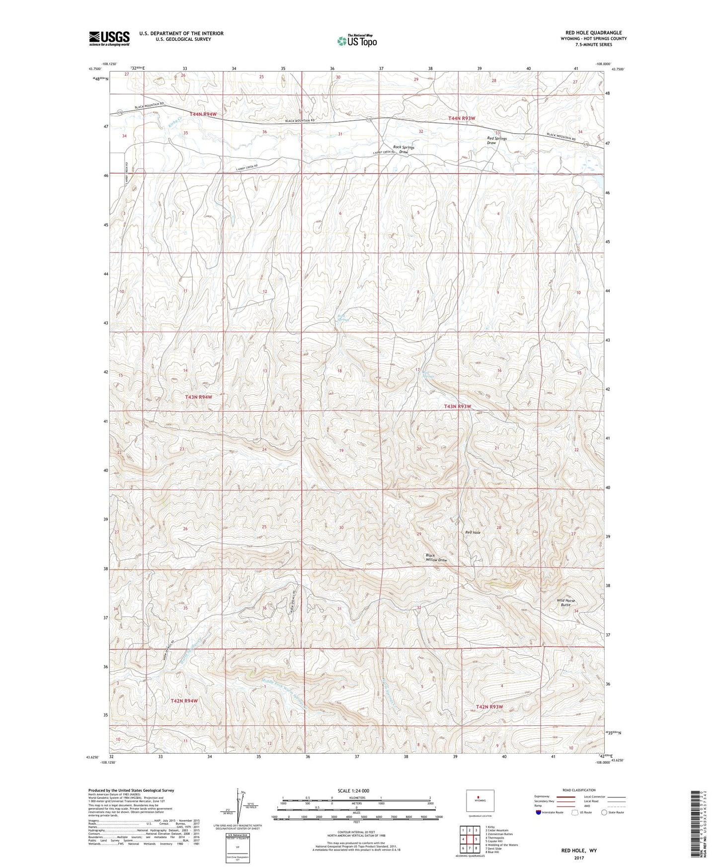 Red Hole Wyoming US Topo Map Image