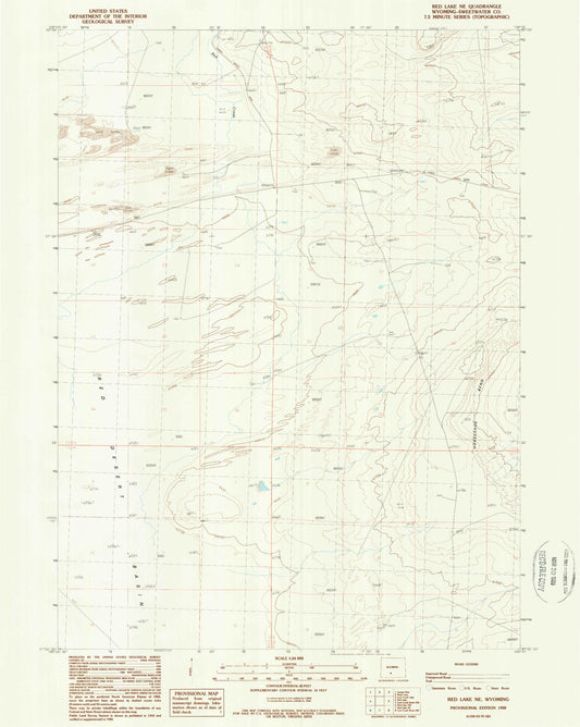 Classic USGS Red Lake NE Wyoming 7.5'x7.5' Topo Map Image