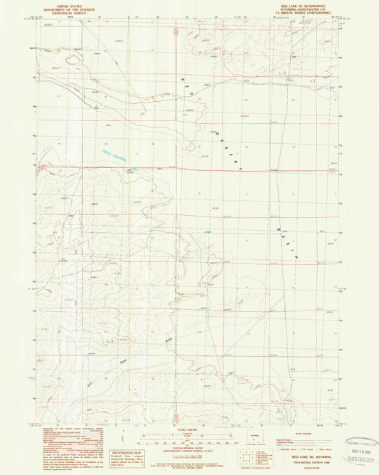 Classic USGS Red Lake SE Wyoming 7.5'x7.5' Topo Map Image