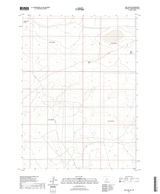 Red Lake SW Wyoming US Topo Map Image