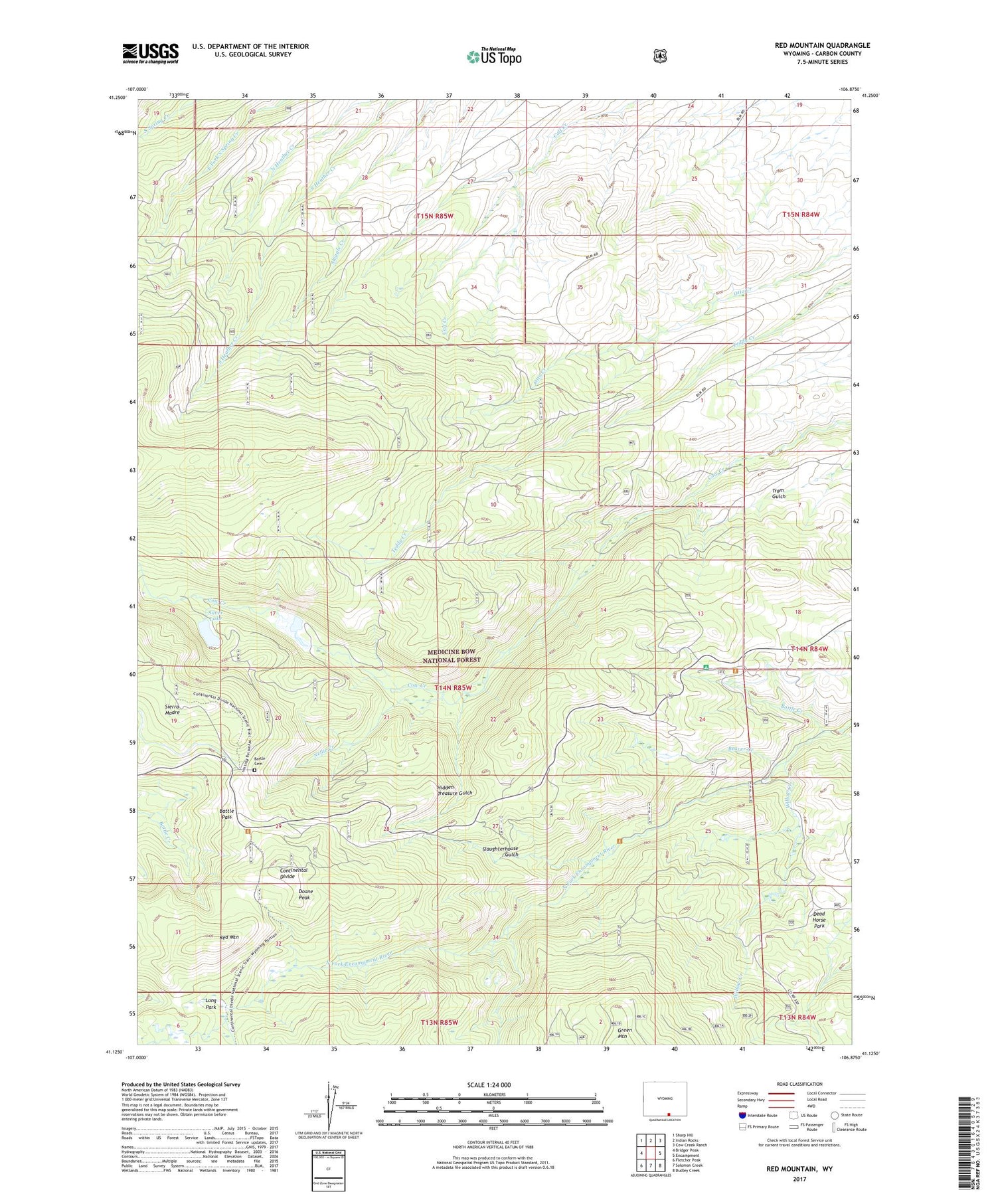 Red Mountain Wyoming US Topo Map Image