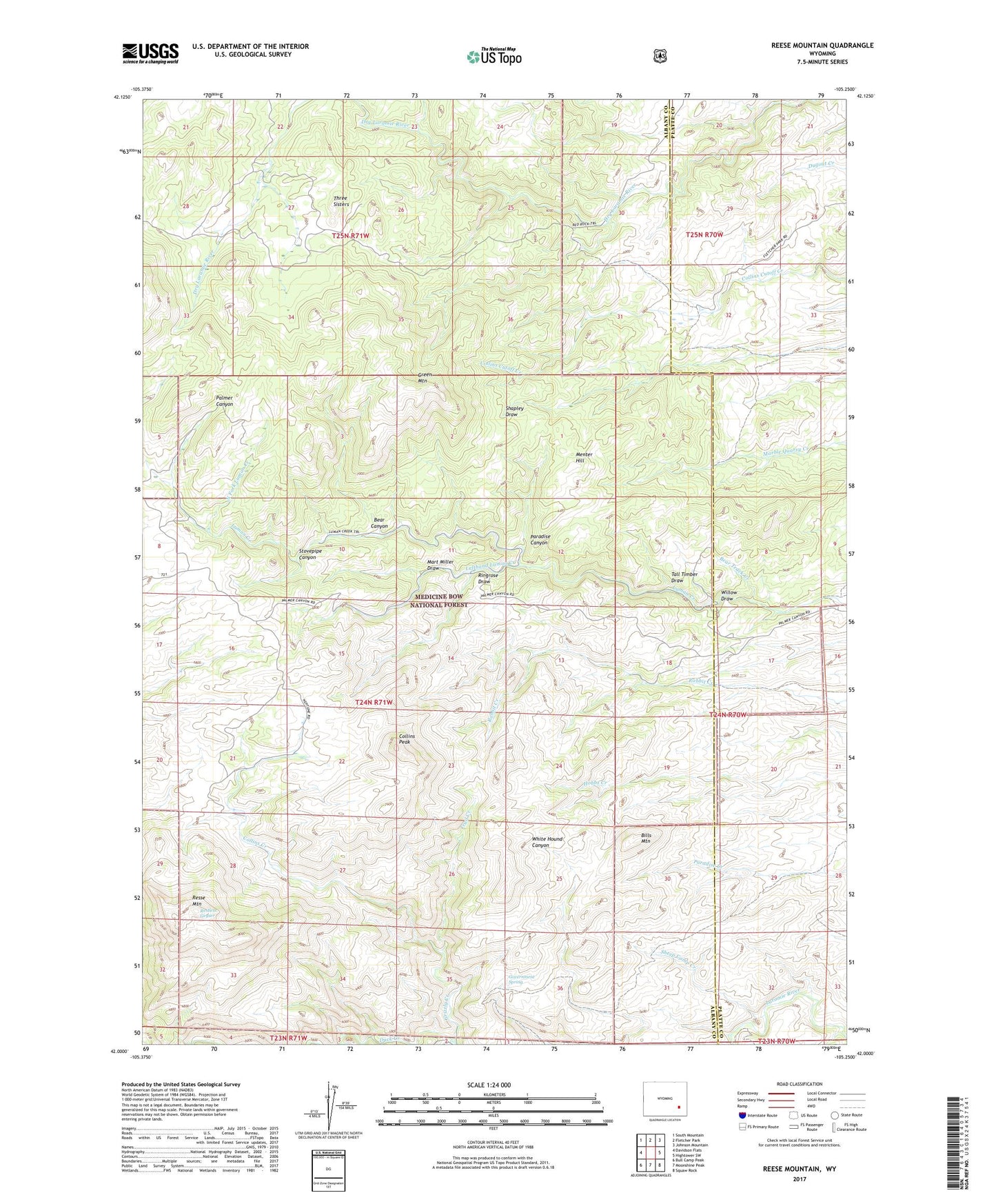 Reese Mountain Wyoming US Topo Map Image