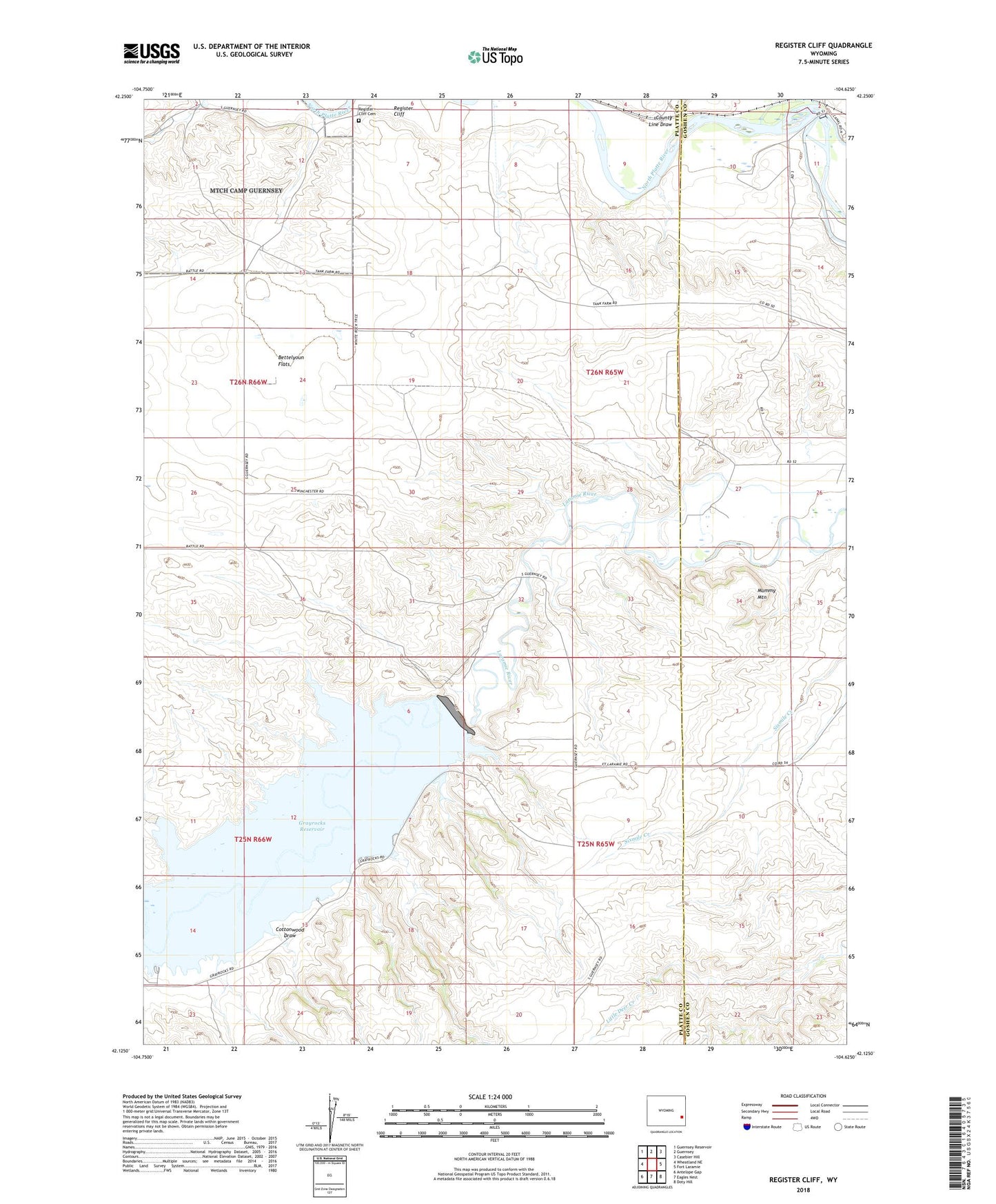 Register Cliff Wyoming US Topo Map Image