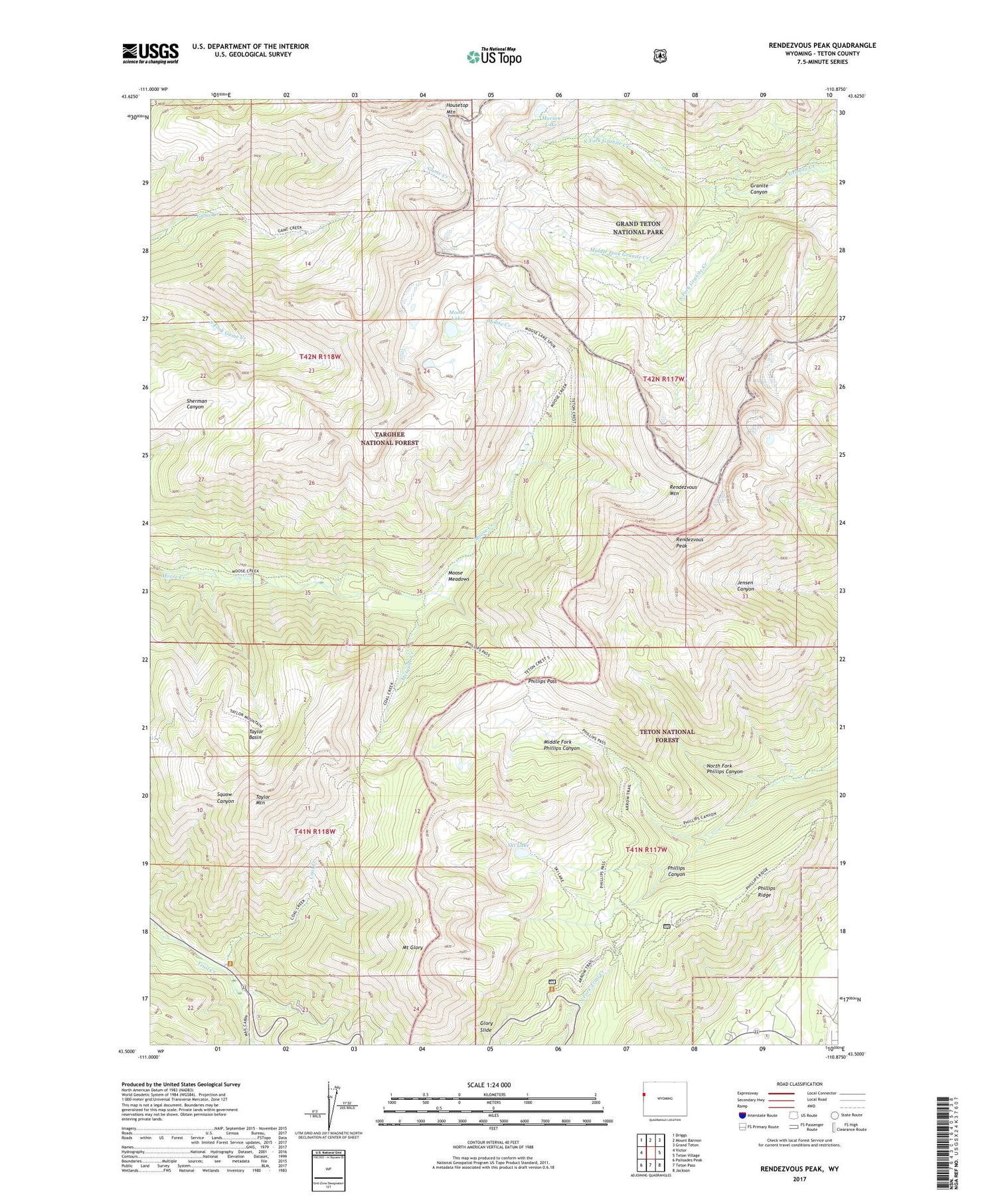 Rendezvous Peak Wyoming US Topo Map Image