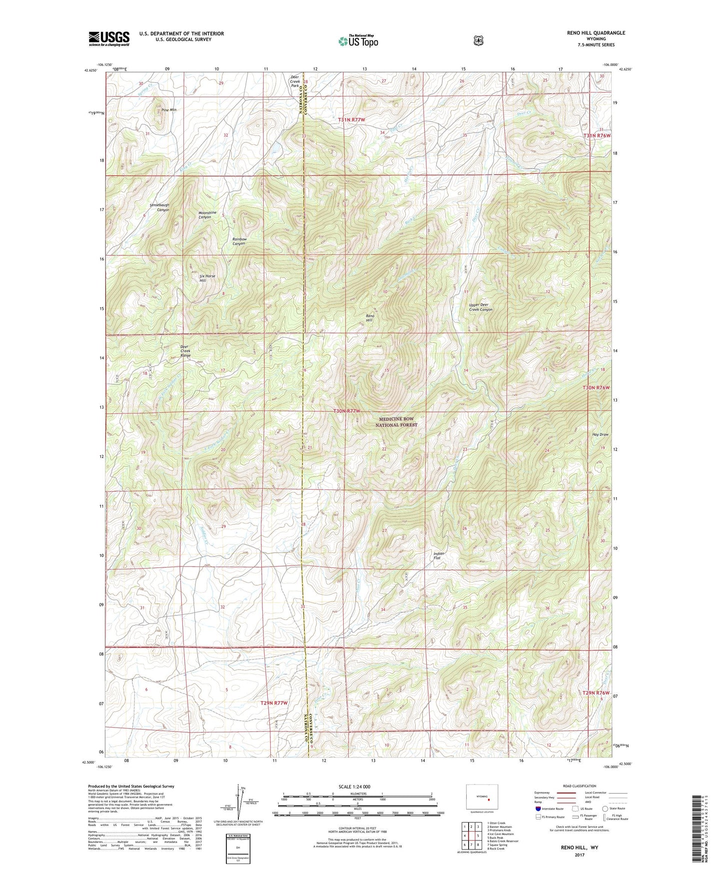 Reno Hill Wyoming US Topo Map Image