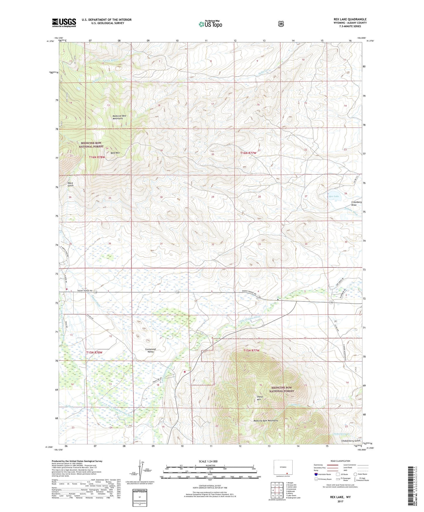 Rex Lake Wyoming US Topo Map Image
