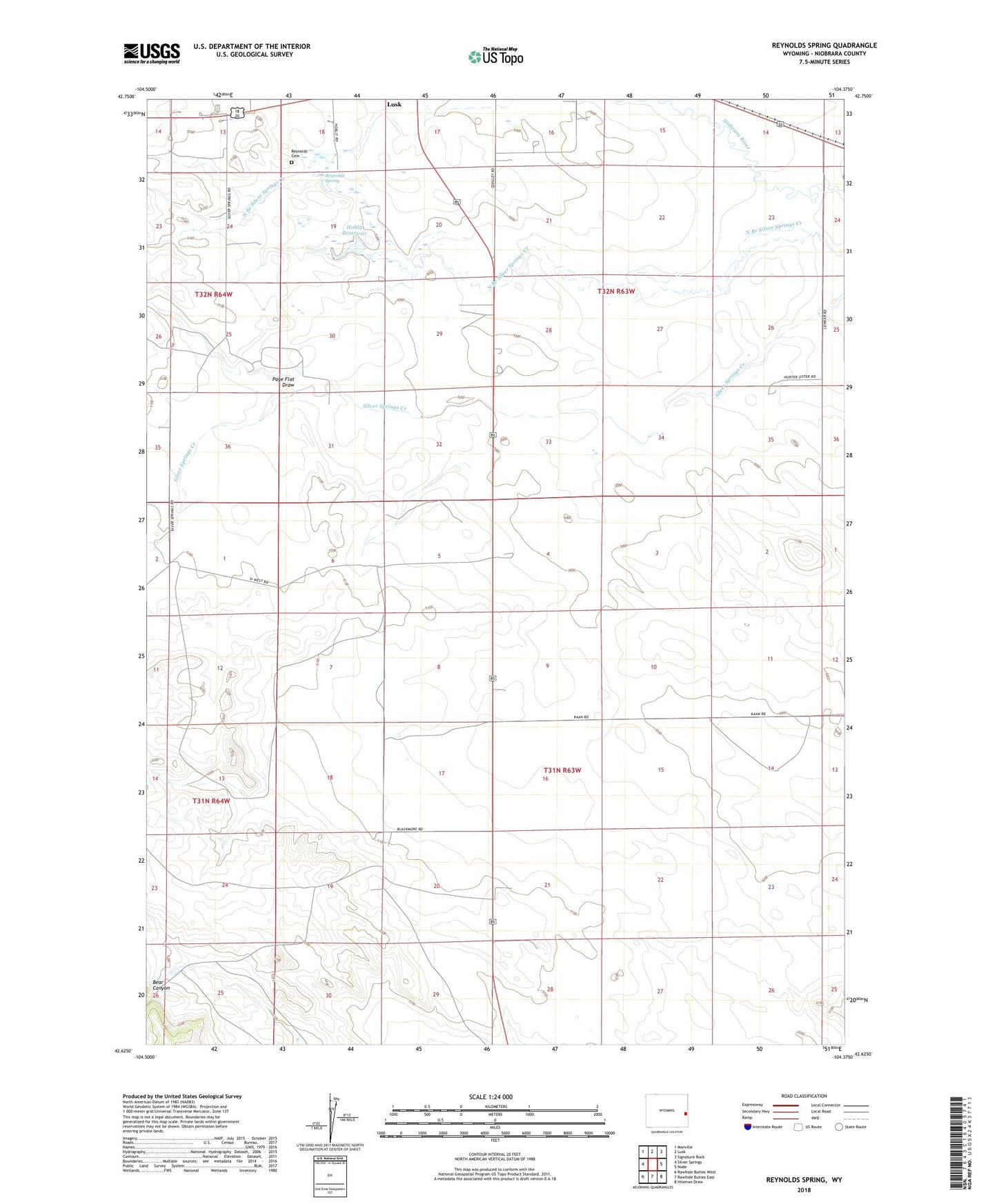 Reynolds Spring Wyoming US Topo Map Image