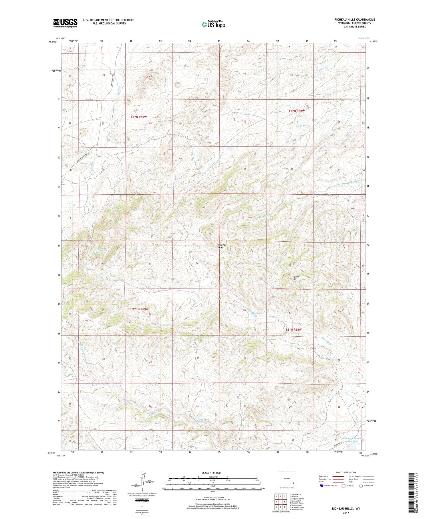 Richeau Hills Wyoming US Topo Map Image