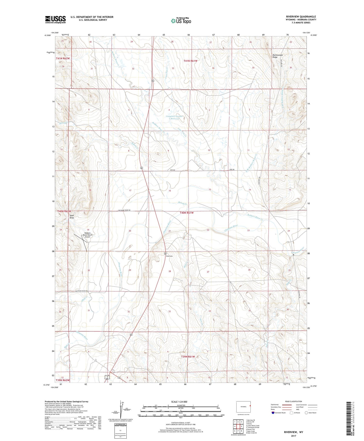 Riverview Wyoming US Topo Map Image