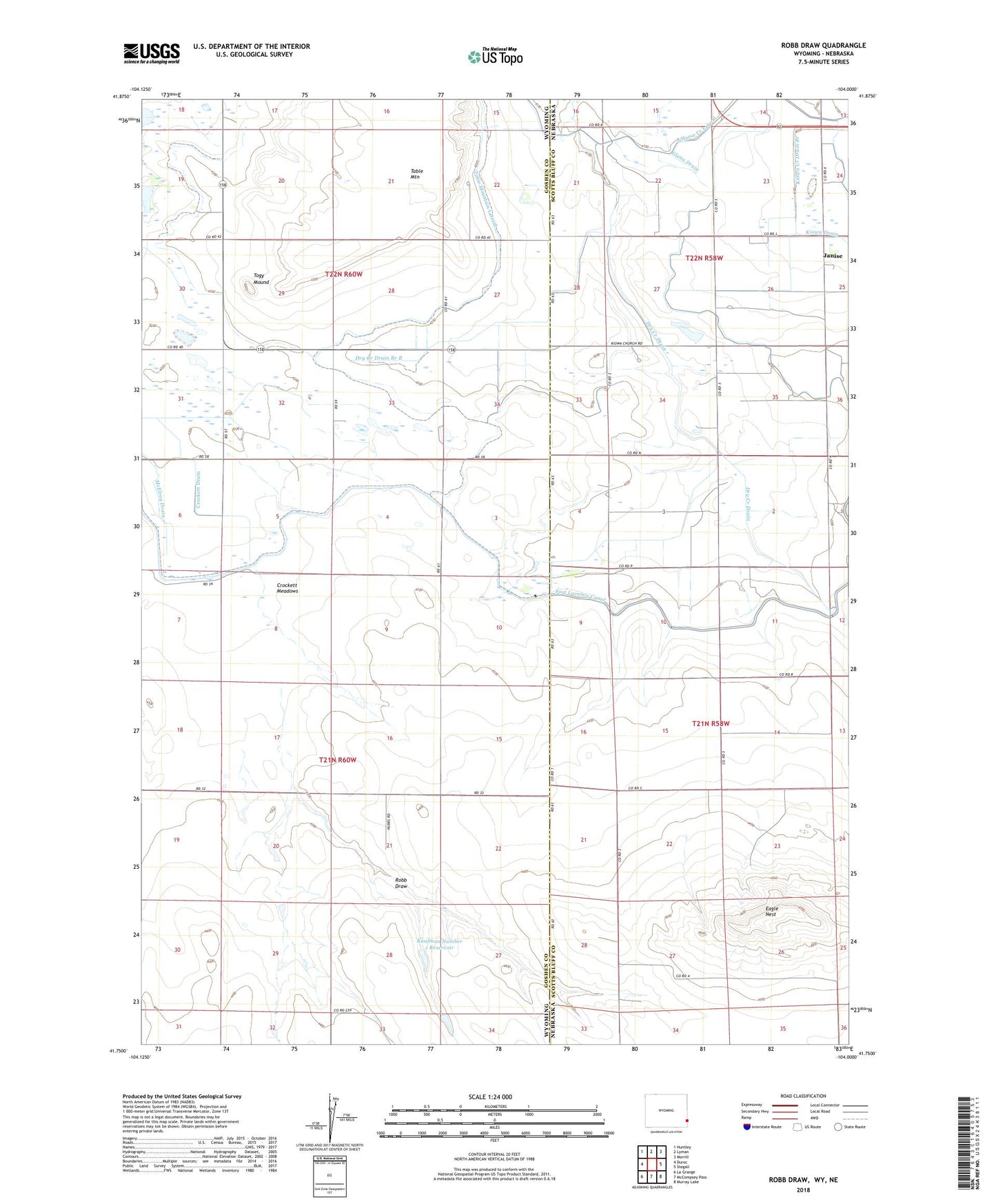 Robb Draw Wyoming US Topo Map Image