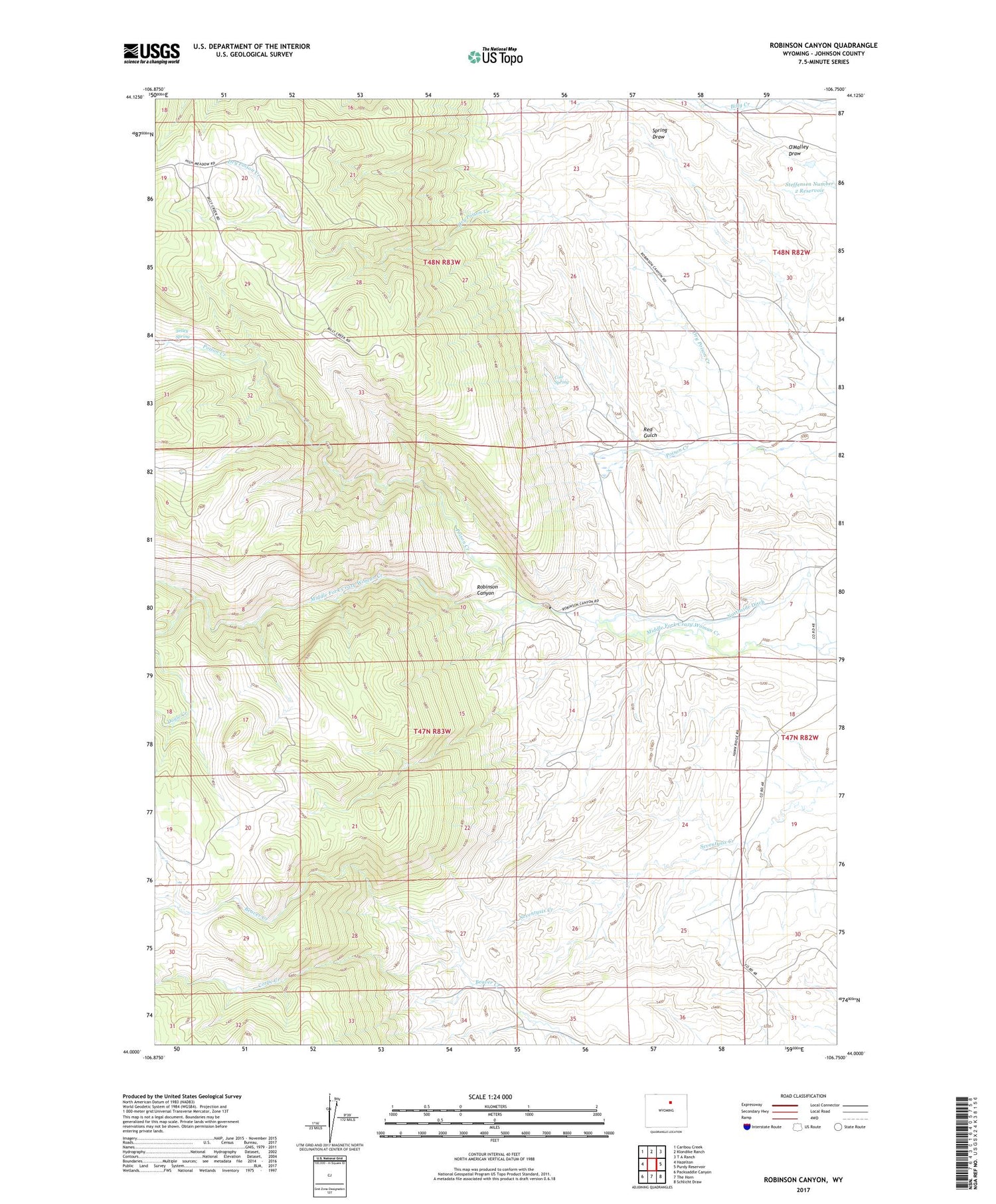 Robinson Canyon Wyoming US Topo Map Image