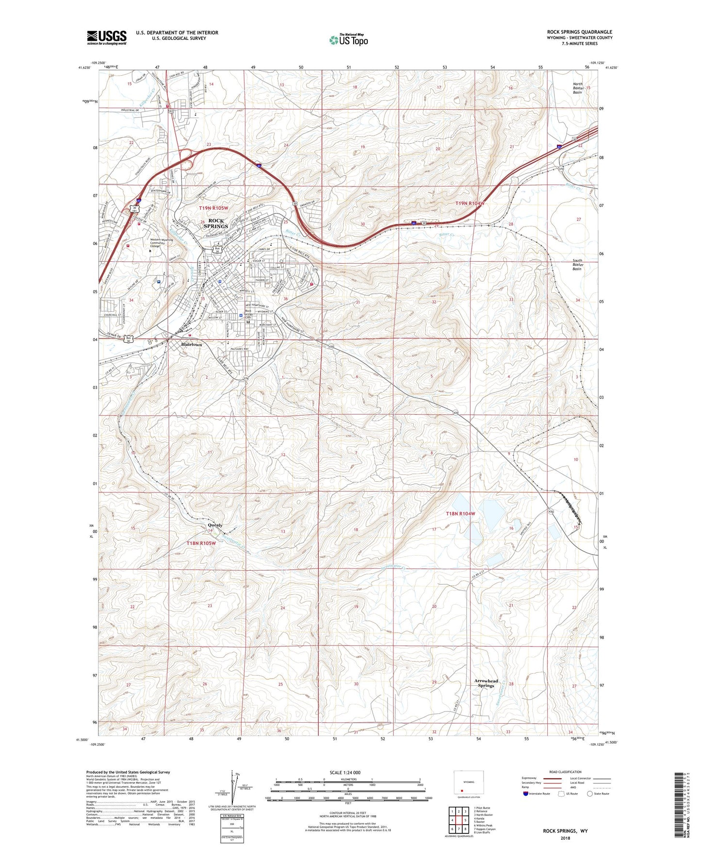 Rock Springs Wyoming US Topo Map Image