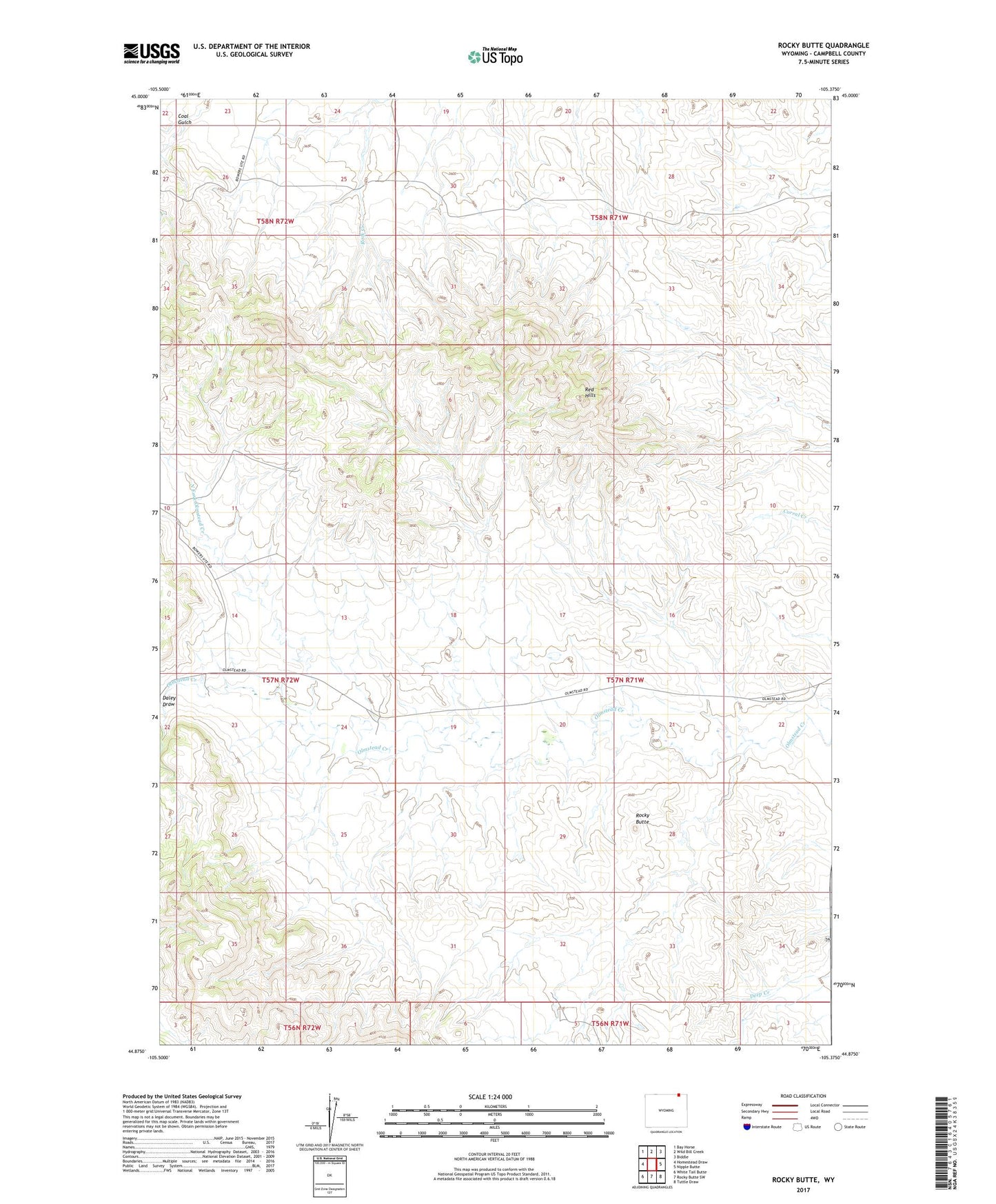 Rocky Butte Wyoming US Topo Map Image