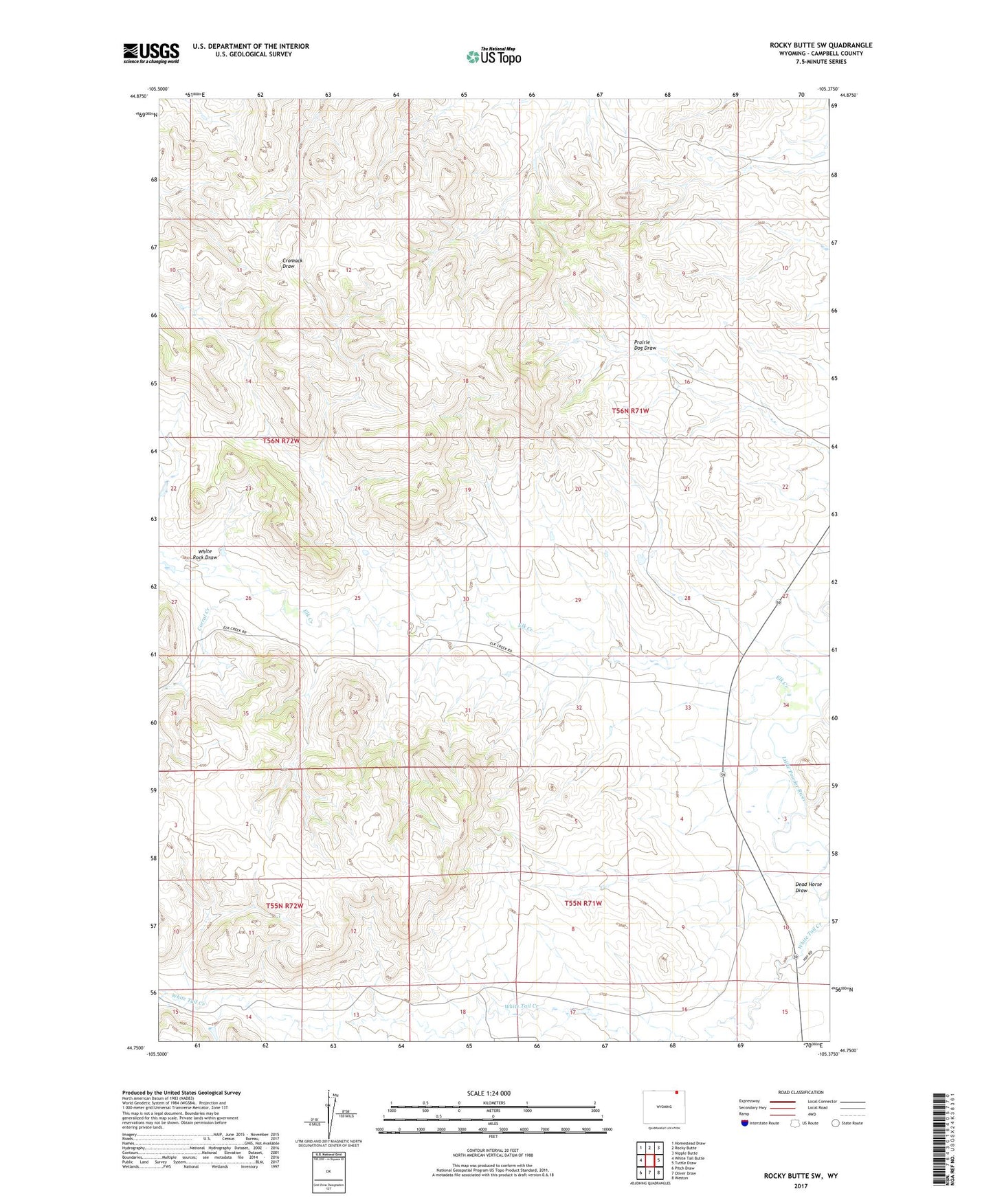 Rocky Butte SW Wyoming US Topo Map Image